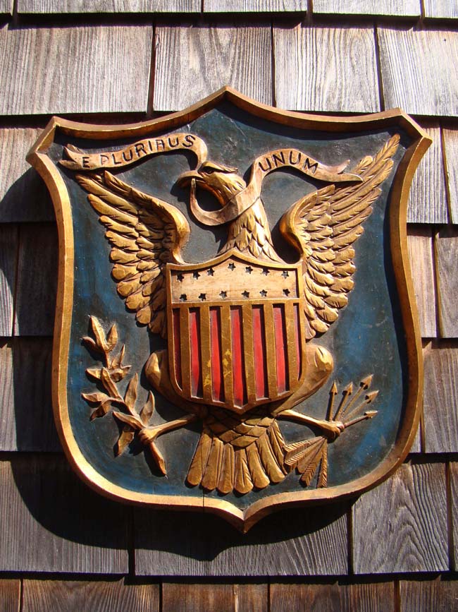 A fine relief carved American eagle plaque called the "Williamsburg" made circa 1950